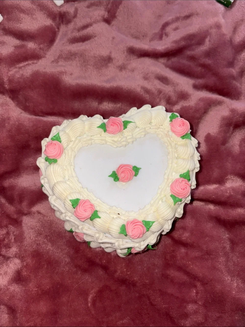 Heart-Shaped White and Pink Decorative Cake - Party Supply